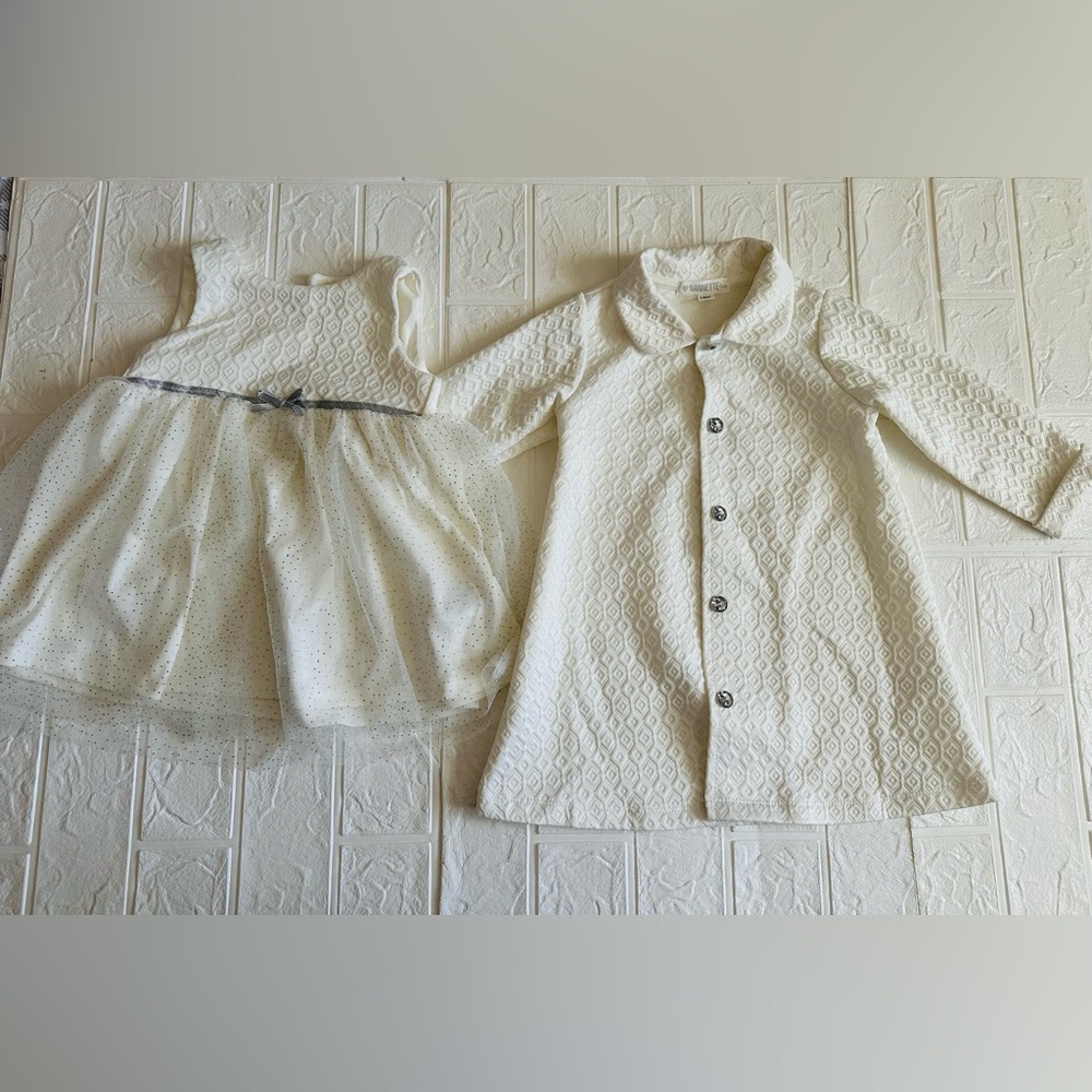 Elegant White Dress and Coat Set